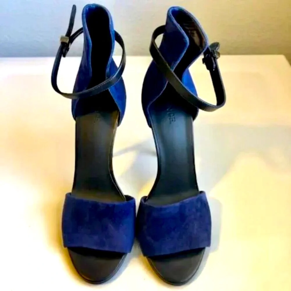 New VINCE Italy Adley Cobalt Blue Suede Sandal Stiletto Ankle Strap 10 MSRP $425 - Picture 7 of 9